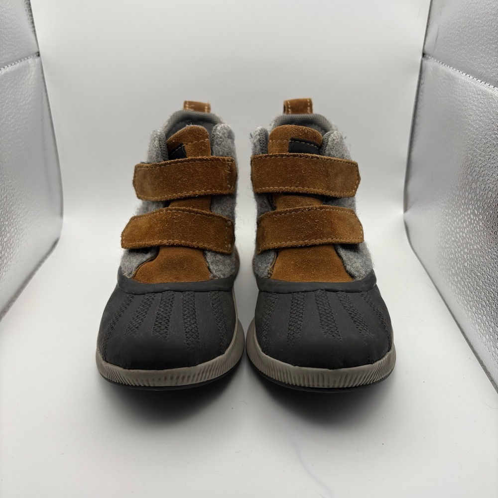 Sorel Kids Out N About Classic Waterproof Boots Grey Brown NC4579-224 Size 12